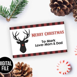 EDITABLE Christmas gift tags, Holiday Gift Tag printables, Christmas Gift Tags, Gift tags for presents, Reindeer tags, INSTANT DOWNLOAD