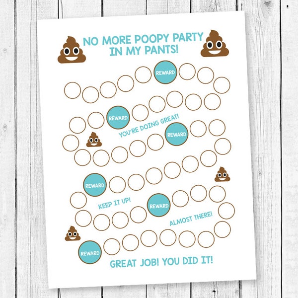 Poo Potty chart printable, Potty chart for kids, Incentive Chart, Reward Weekly Chart, Behavior Chart, Sticker chart, Poopy Party Chart, BLU