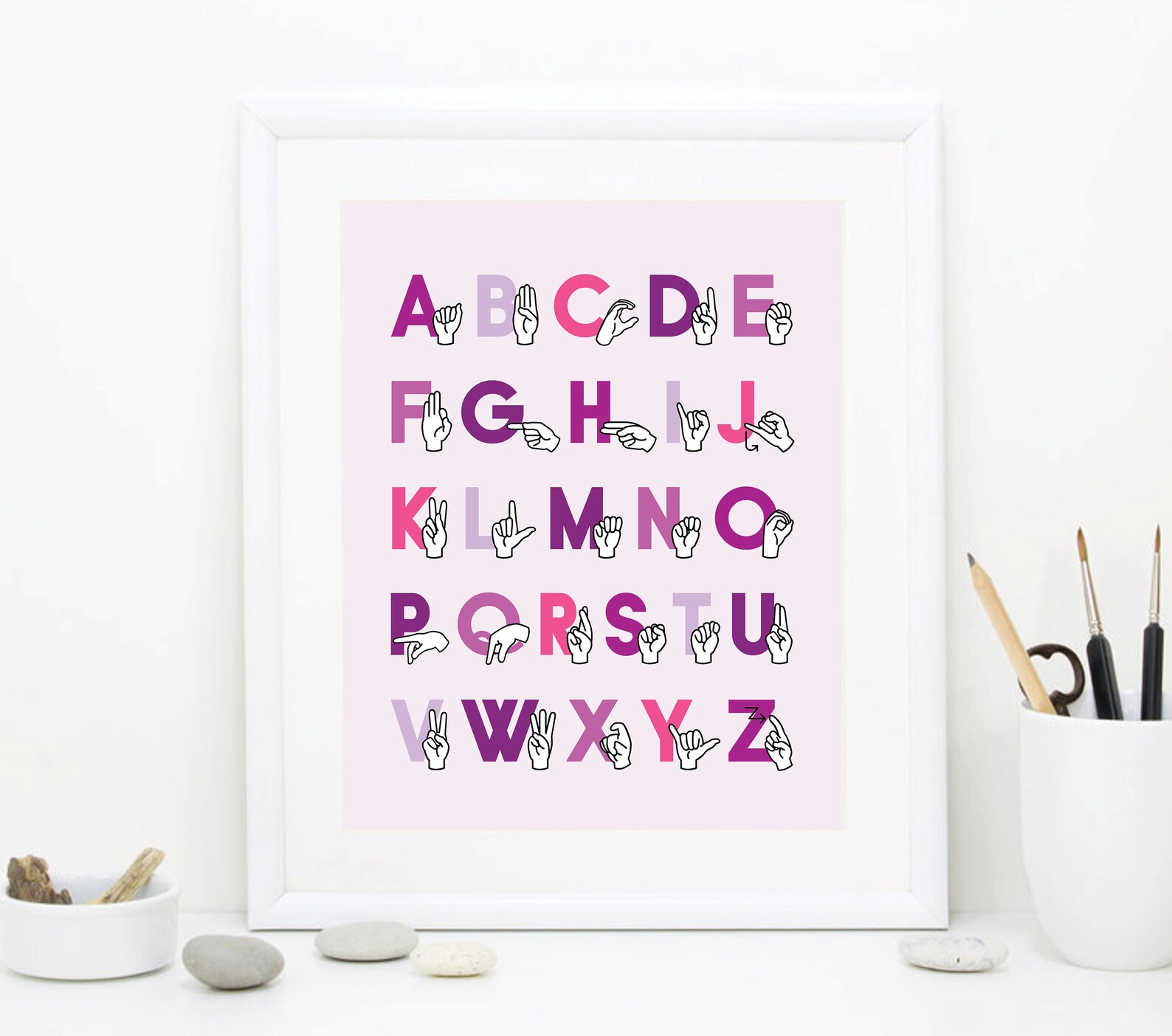 Sign Language Alphabet Art ABC ASL Girl Printable Nursery | Etsy