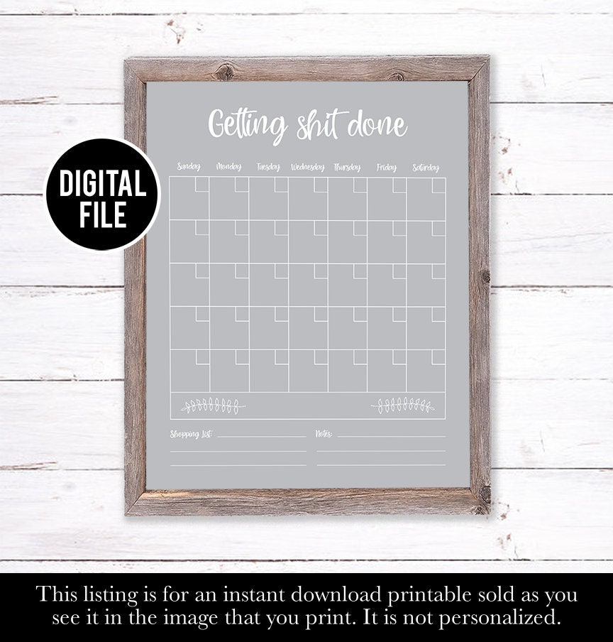 Dry Erase Calendar Printable Eco Friendly Gifts Printable | Etsy