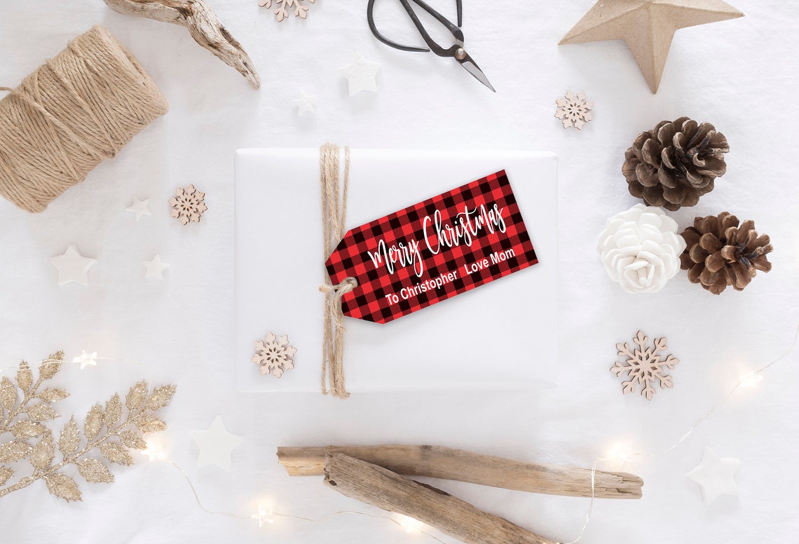 Buffalo Plaid Editable PDF Printable Christmas Gift Tags - Etsy