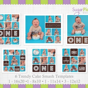 Cake Smash template, 6 Set, 6 Pack, Cake Smash Storyboard template, Collage template, Blog Board, Birthday Collage - INSTANT DOWNLOAD
