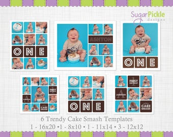 Cake Smash template, 6 Set, 6 Pack, Cake Smash Storyboard template, Collage template, Blog Board, Birthday Collage - INSTANT DOWNLOAD