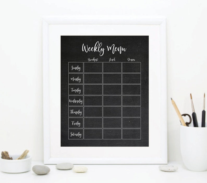 Chalkboard Family Weekly Meal Plan Printable Family Planner Etsy