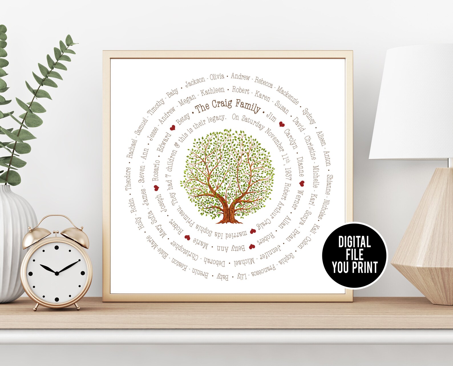 Family Tree Wall Art Custom Family Gift Family Tree Etsy