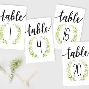 Table Numbers Wedding Printables Wreath Table Numbers - Etsy