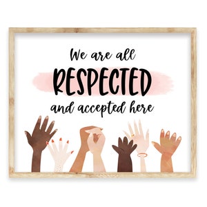 Diversity Classroom Art Printable Poster, LGBTQ Inclusion, Kindness, Racial Equality, Disability Awareness, Safe Space Classroom Decor