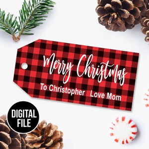 Buffalo Plaid Printable Christmas Gift Tags, Printable Christmas Gift Tags, Editable Gift Tag PDF, Christmas gift tags, INSTANT DOWNLOAD