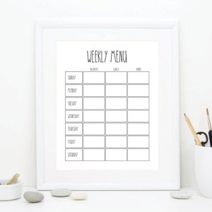 Dry Erase Menu Plan, Weekly Meal Planner Journal Printable, Family Meal ...