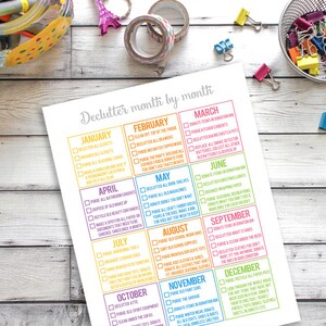 Declutter Printable, De-clutter Schedule, Cleaning Printable, Spring ...
