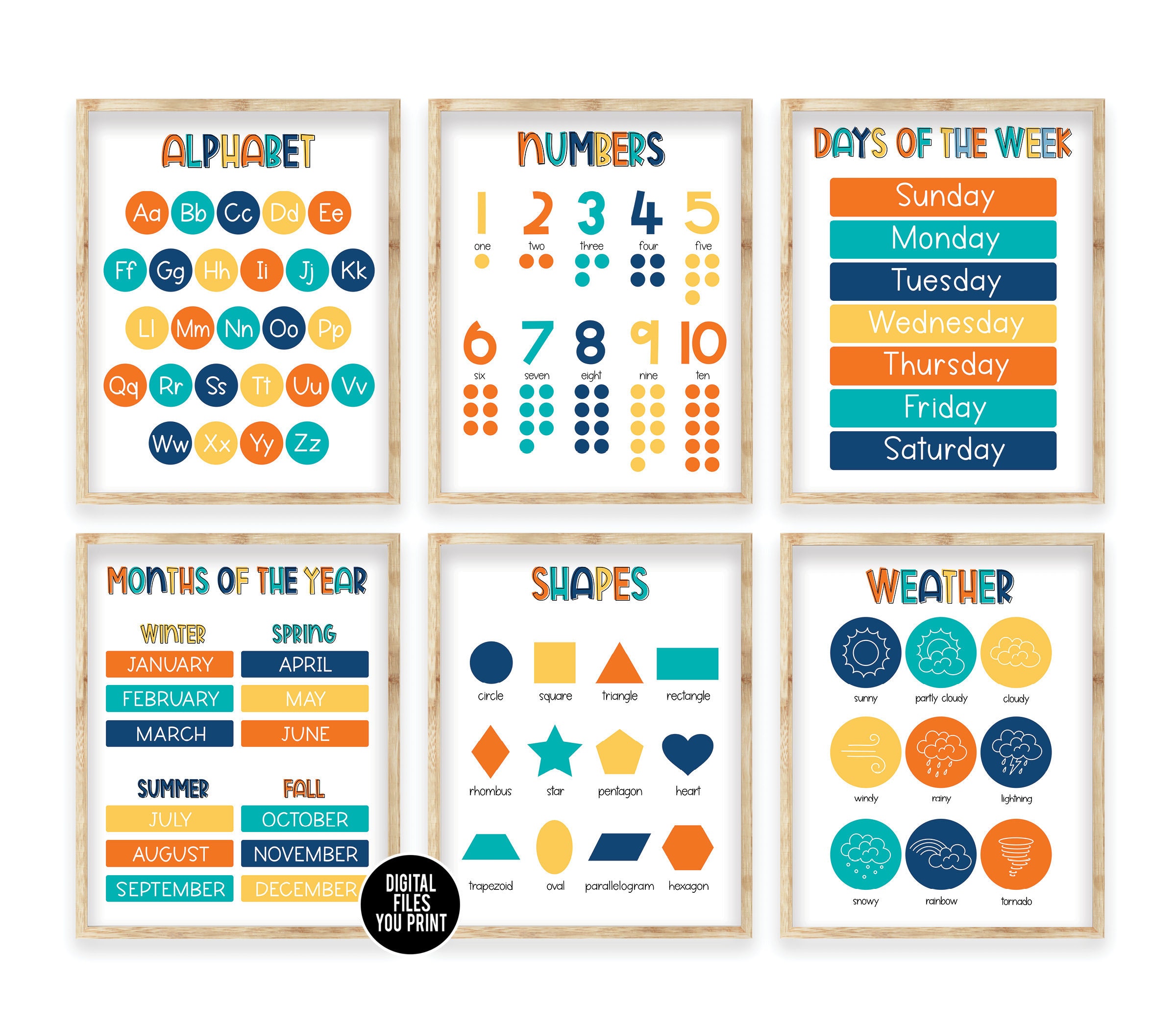 Kids Wall Art Room Decor Educational Prints Education Posters Etsy