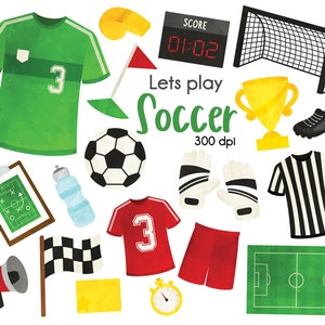 Soccer Clipart, Play Soccer Clipart, Sport Clipart, football clipart, soccer jersey, soccer net, score board, soccer ball