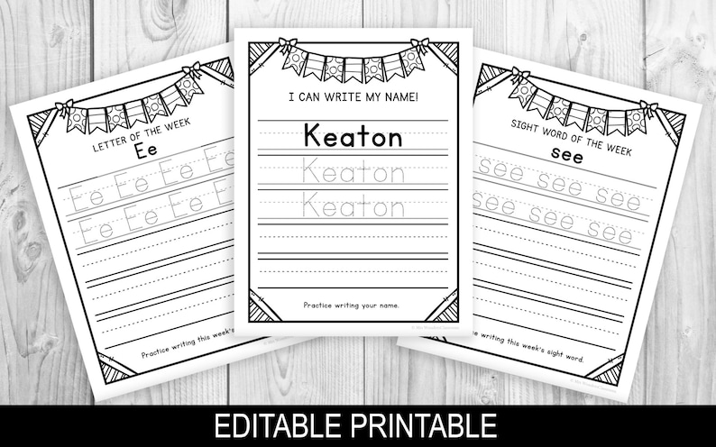 Name Writing Worksheet Printable Personalized Handwriting - Etsy