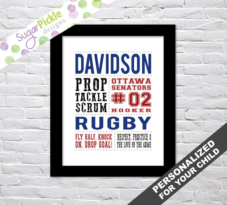 Rugby Gift Ideas for Players Rugby Gifts Rugby Art Rugby Etsy