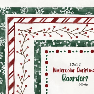 Aquarell Weihnachtsborte Clipart | Handgezeichnete Urlaubsbordüren Clipart | Weihnachtsbordüren | Digitaler Download | Aquarell Clipart
