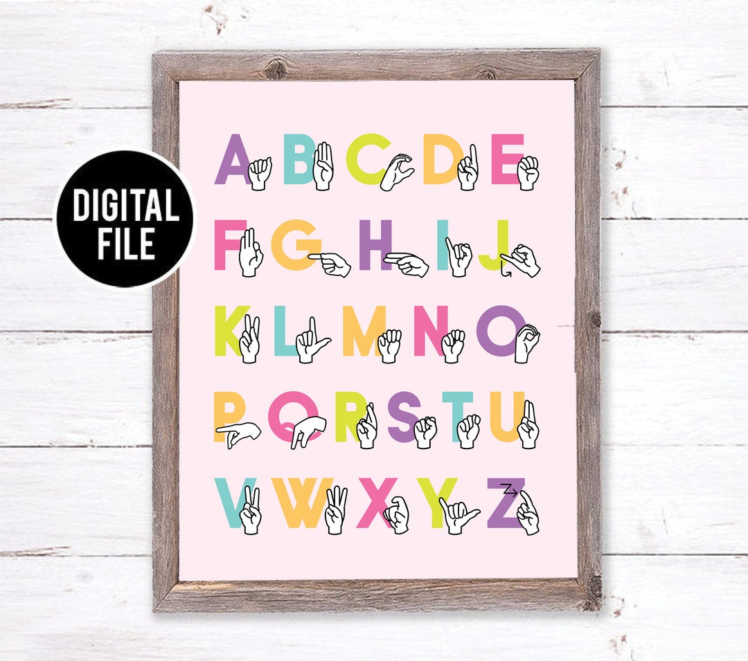 ASL Nursery Printable Sign Language for Nursery Alphabet - Etsy