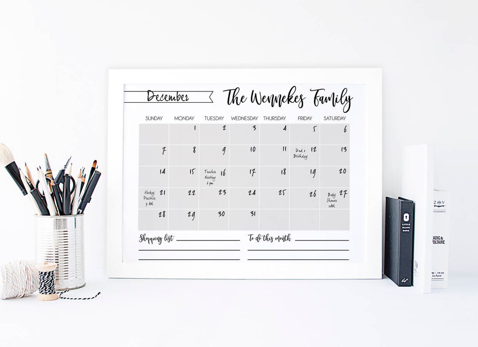 Personalized Calendar Printable Family Calendar Gift for - Etsy