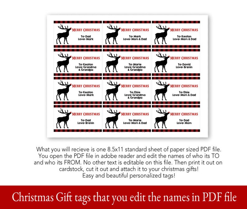 Printable Christmas Gift Tags Christmas Gift Tags Gift Tag Etsy