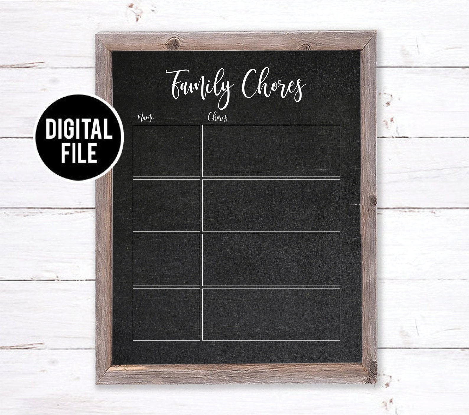 Chalkboard Family of 4 Chore Chart Family Chore Board Command | Etsy