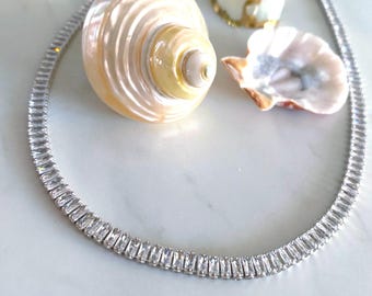 Luxury diamante choker stainless steel silver,high quality rhinstone crystal fashion party bridal waterproof non tarnish necklace