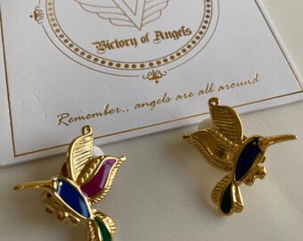 Stainless steel gold colourful swallow bird • stainless steel gold clip on bird earrings•luxury anti tarnish stainless steel bird earrings•