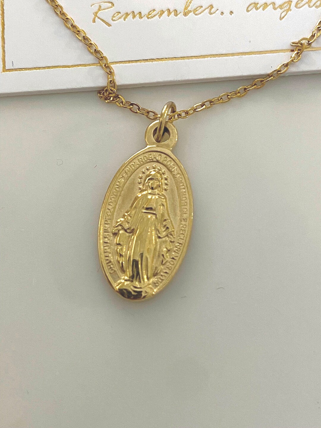 Virgin Mary Gold Necklace | Holy Mother Pendant | Waterproof Religious ...