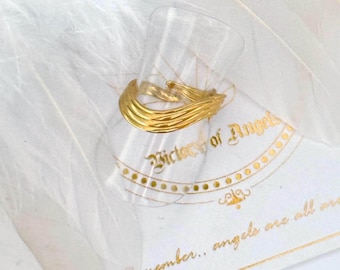 Gold Stainless Steel Layered Ring | Adjustable One Size Ring | Minimal Gold Band Ring | Modern Stackable Ring | Tarnish Resistant Jewelry Gi