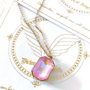 Stainless steel baby pink  crystal stone necklace ,waterproof anti tarnish light pink crystal necklace, gift for her