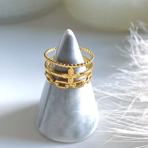 Gold Chain Cross Link Ring | Minimal Gold Ring | Adjustable stainless steel Statement Ring| Gift for her