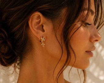 Swallow Bird Huggie Earrings | Gold Bird Charm Hoop Earrings | Dainty Bird Drop Earrings | Stainless Steel Waterproof Earrings | Gift for He