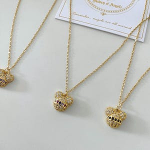 Mickey Minnie Mouse Pendant Necklace | Gold Zircon Cartoon Jewelry | Dainty Disney Necklace Gift | Cute Birthday Jewelry for Her | Fashion C image 2