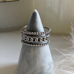 Modern boho chain style one size silver stainless steel ring • waterproof modern boho one size •  silver minimalist ring