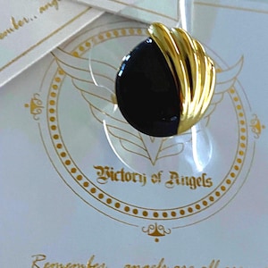 Black & Gold Wing Statement Ring | Adjustable Cocktail Ring | Bold Fashion Jewelry | Hypoallergenic | Gift for Her