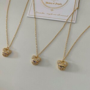 Mickey Minnie Mouse Pendant Necklace | Gold Zircon Cartoon Jewelry | Dainty Disney Necklace Gift | Cute Birthday Jewelry for Her | Fashion C image 3