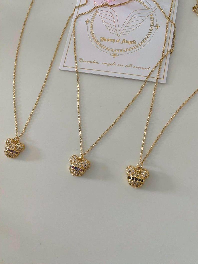 Mickey Minnie Mouse Pendant Necklace | Gold Zircon Cartoon Jewelry | Dainty Disney Necklace Gift | Cute Birthday Jewelry for Her | Fashion C image 3