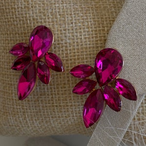 Pendientes de fiesta rosa fucsia cristal, pendientes candelabro de novia, pendientes de fiesta dama de honor imagen 1