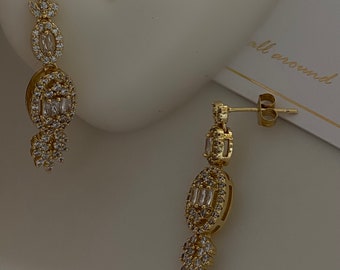 Pendientes de araña de fiesta de boda modernos y delicados de cristal, pendientes de circonitas elegantes para novia, pendientes de fiesta para dama de honor