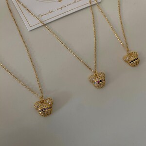 Mickey Minnie Mouse Pendant Necklace | Gold Zircon Cartoon Jewelry | Dainty Disney Necklace Gift | Cute Birthday Jewelry for Her | Fashion C image 5