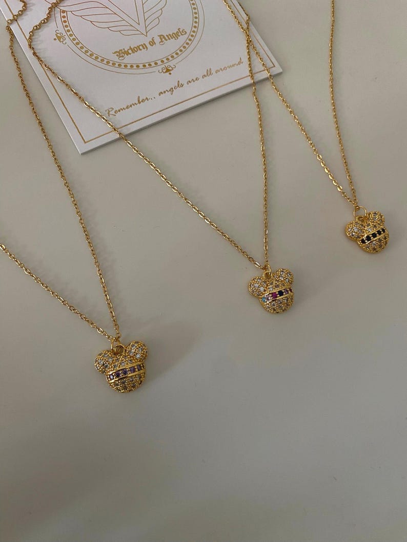 Mickey Minnie Mouse Pendant Necklace | Gold Zircon Cartoon Jewelry | Dainty Disney Necklace Gift | Cute Birthday Jewelry for Her | Fashion C image 5