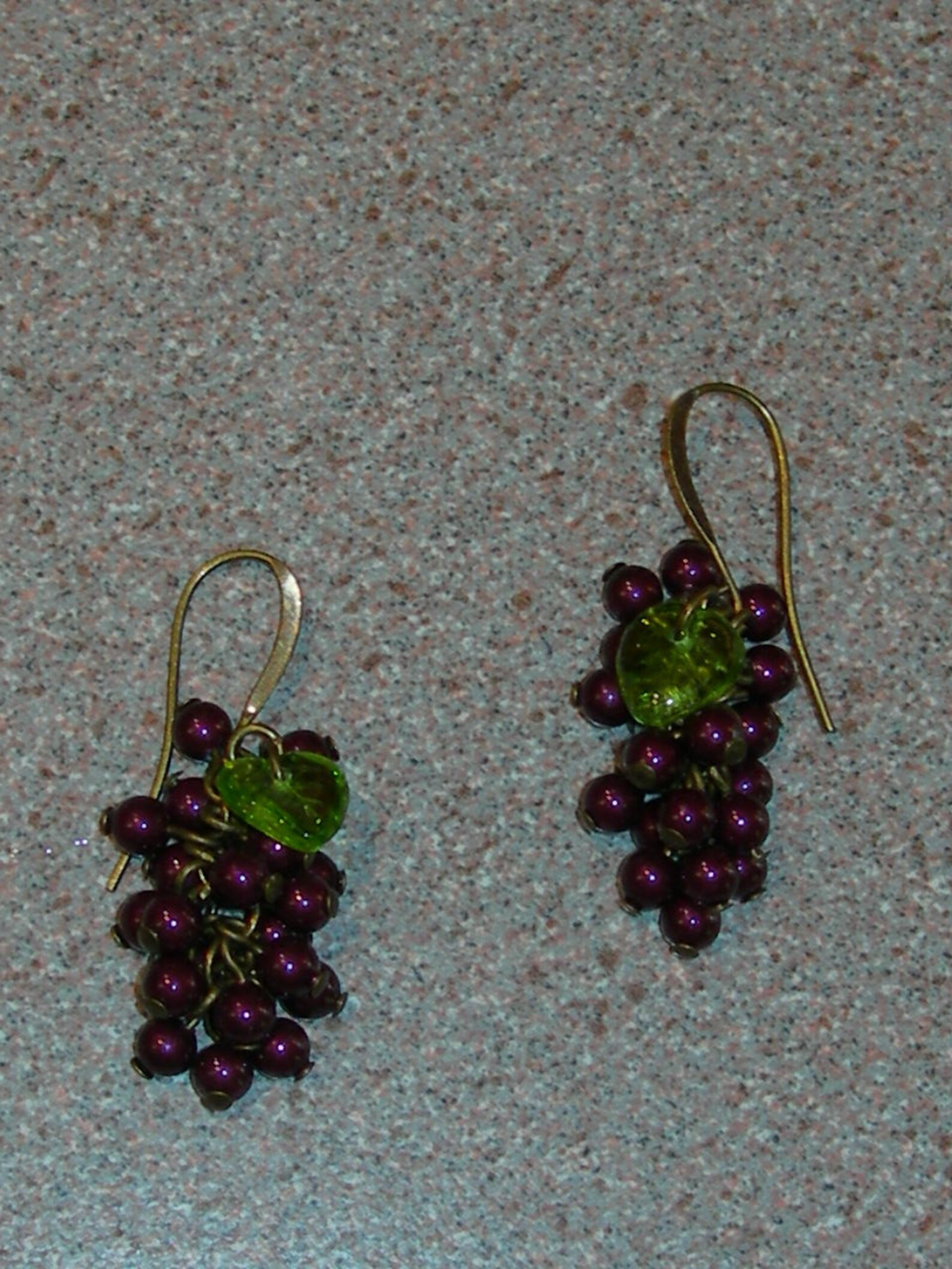 Grape Vine Cluster Earrings Antique Gold Etsy
