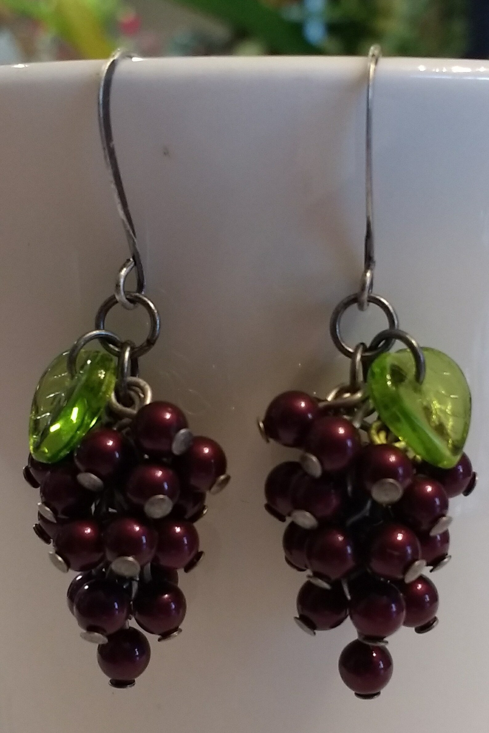 Grape Vine Cluster Earrings Antique Silver Etsy