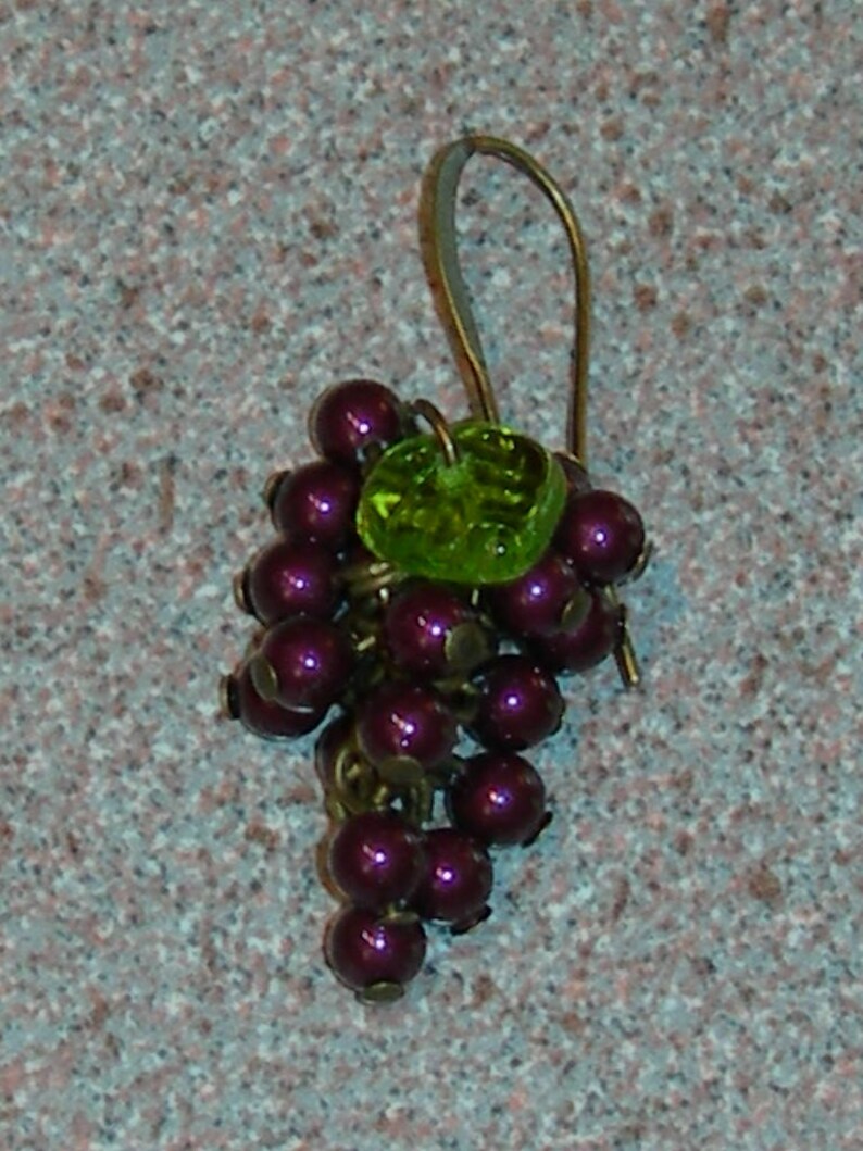 Grape Vine Cluster Earrings Antique Gold Etsy