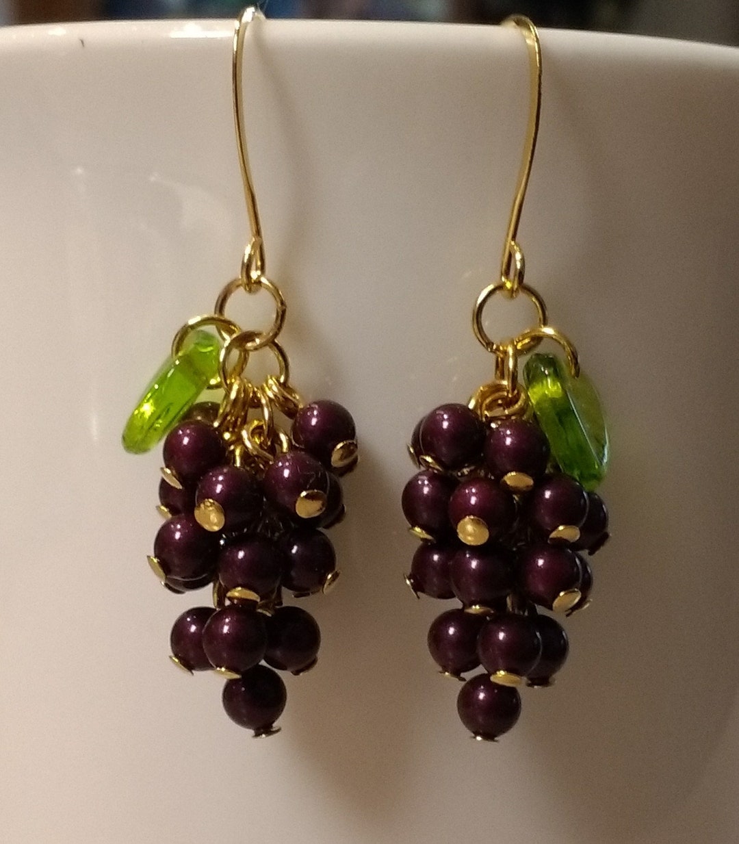 Grape Cluster Earrings Gold Finish Etsy