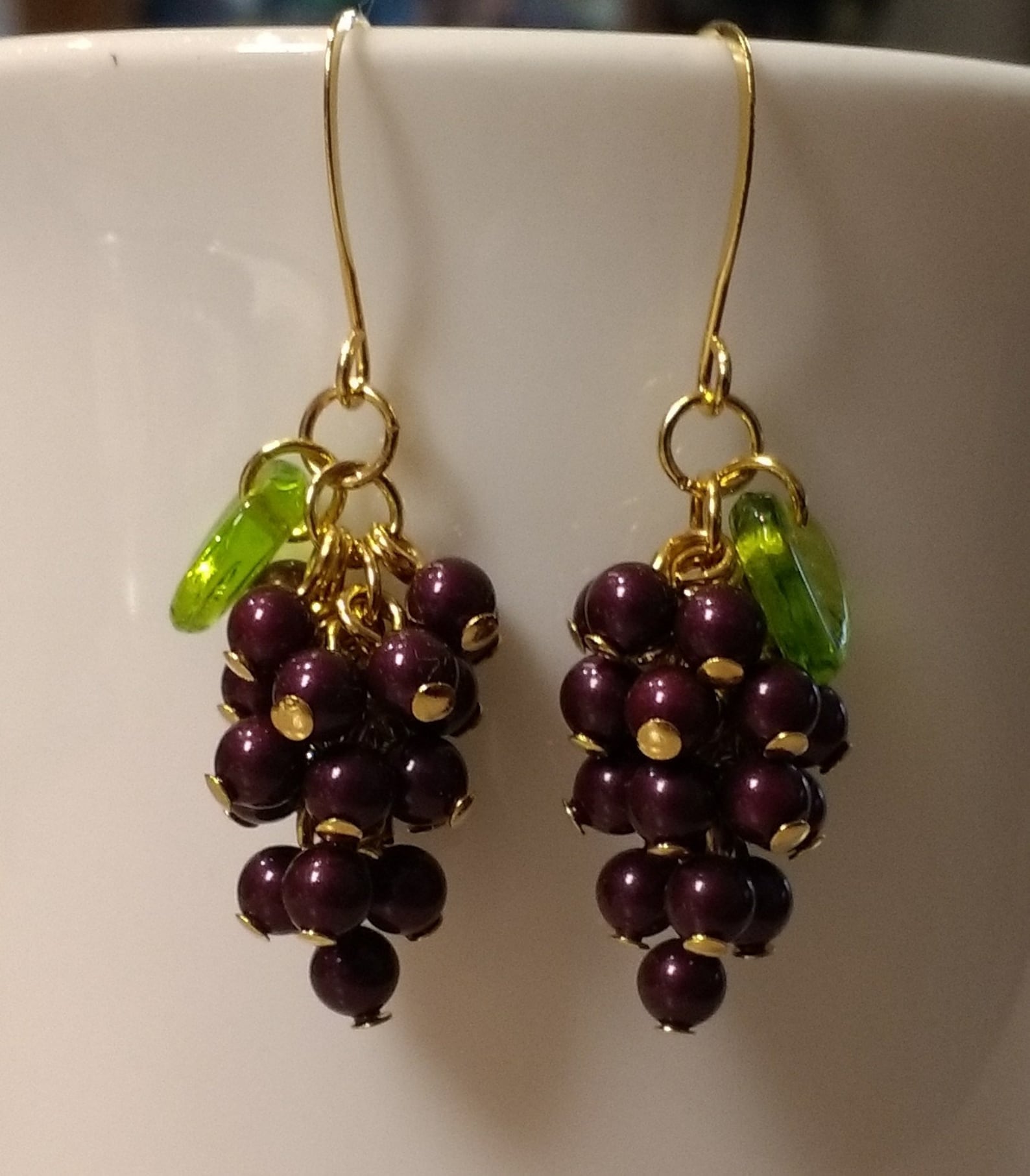 Grape Cluster Earrings Gold Finish Etsy