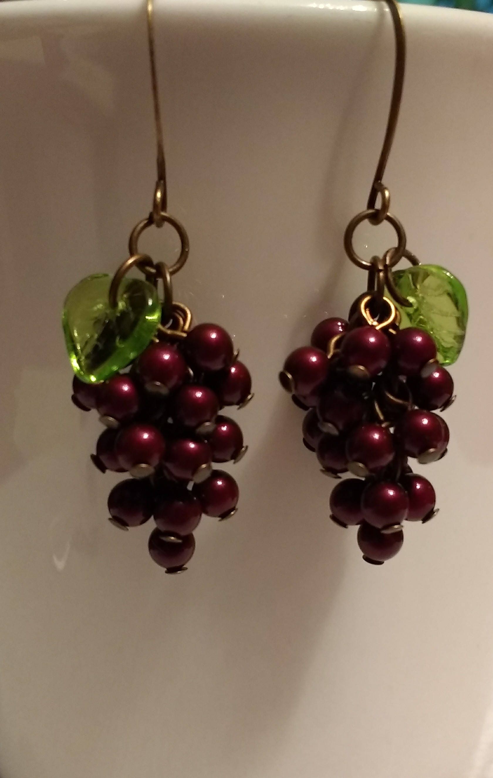 Matte finish Grape cluster earrings antique gold Earrings Dangle & Drop