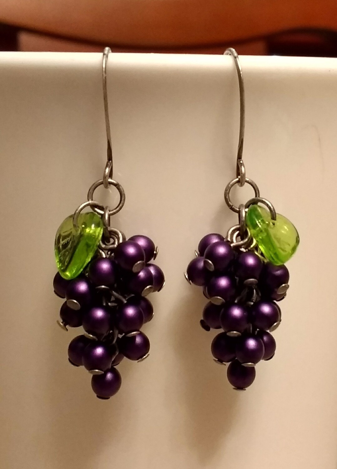 Dark Purple Grape Cluster Earrings Antique Silver Etsy