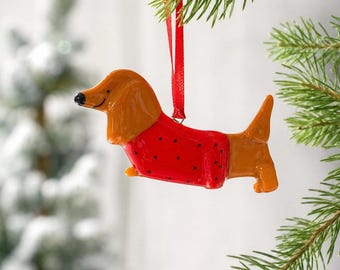 Sausage Dog Christmas ornament, Teckel