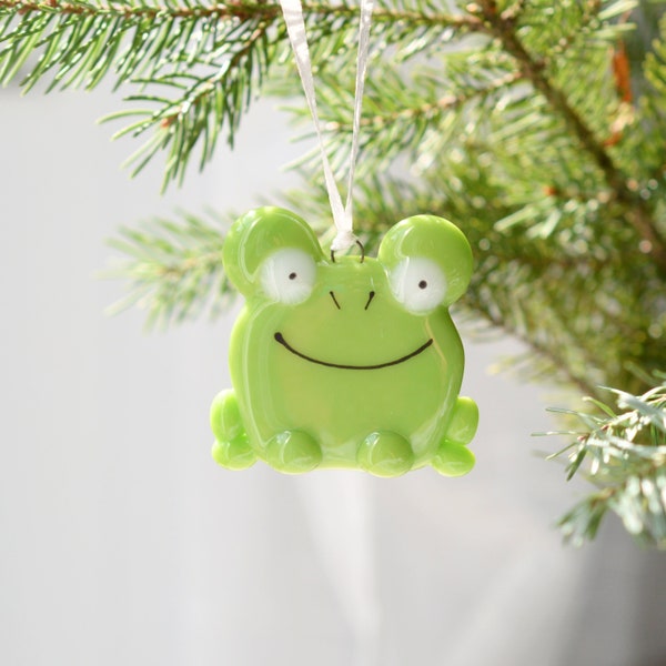 Frog fusing glass ornament