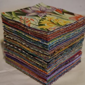 6&quot; X 6&quot; SQUARES ~Lot of 46 100% Cotton Squares. NO DUPLICATES!
