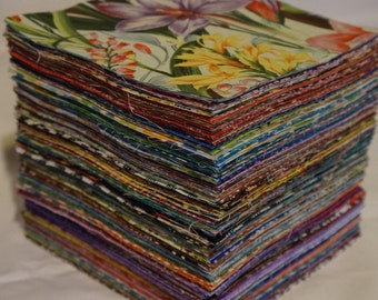 6" X 6" SQUARES ~Lot of 46 100% Cotton Squares. NO DUPLICATES!